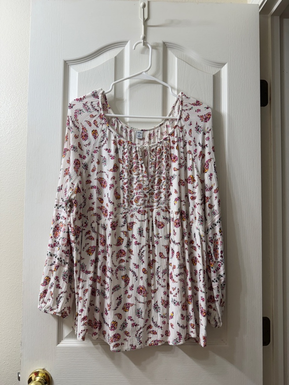 Old Navy White Boho Tunic with Pink and Orange Floral Print